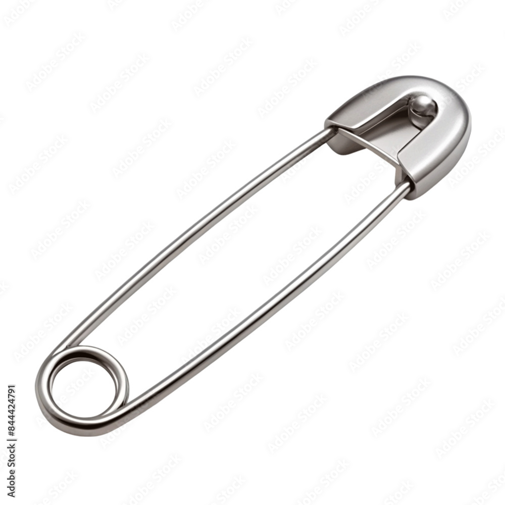 One open safety pin silver isolated on transparent background. One open safety pin silver isolated on transparent background.