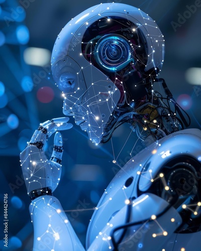 Medical worker using technology smart robot AI