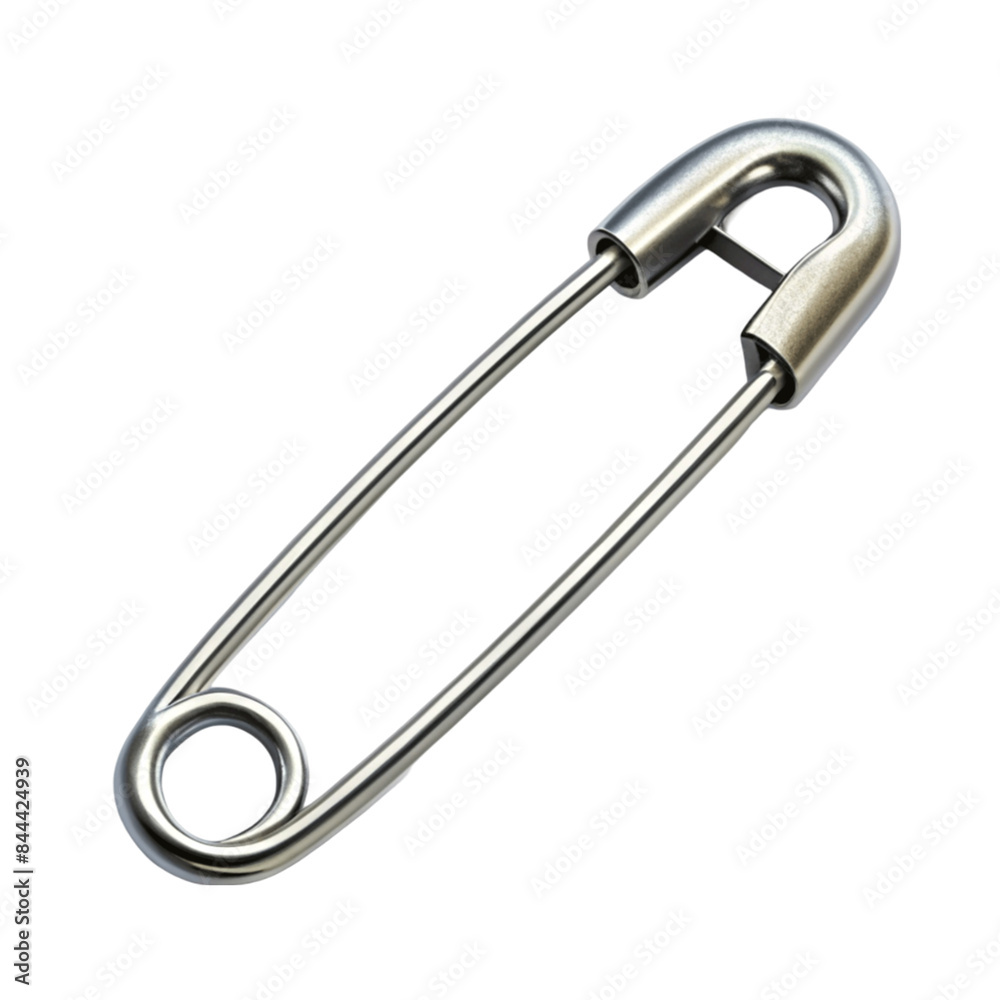 One open safety pin silver isolated on transparent background. One open safety pin silver isolated on transparent background.