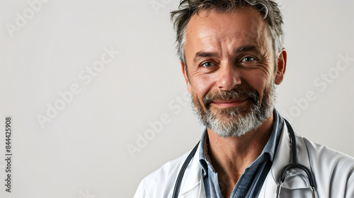 A confident doctor with an isolated white background photo