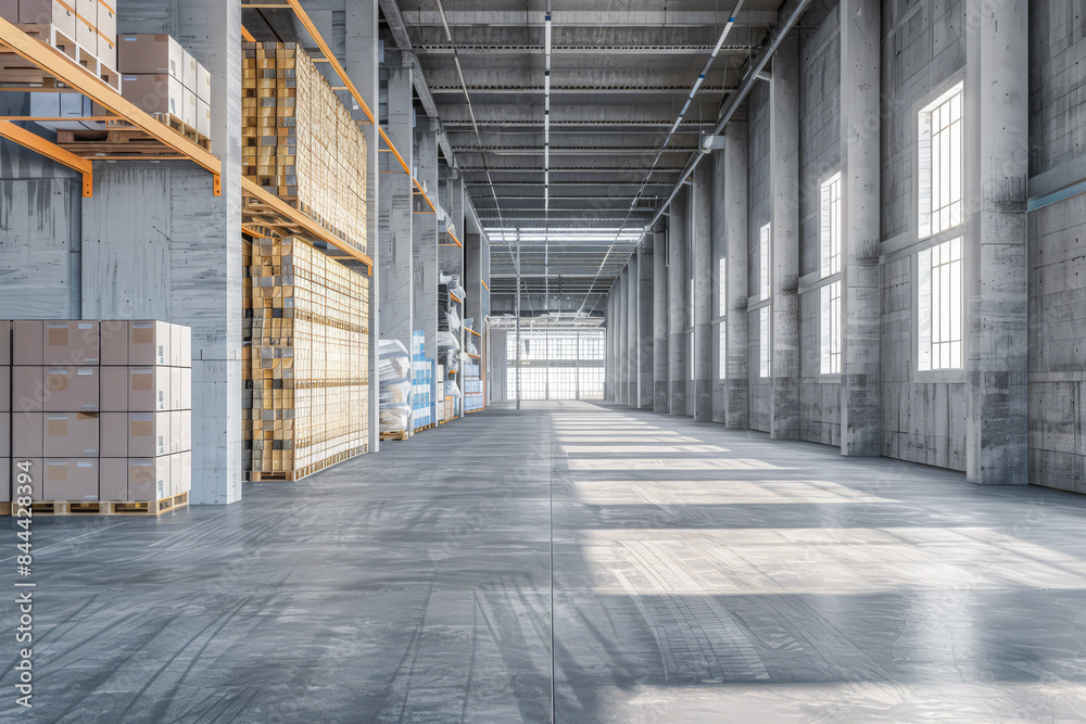 Industrial empty warehouse space with copyspace for text. Industrial empty warehouse space with copyspace for text.