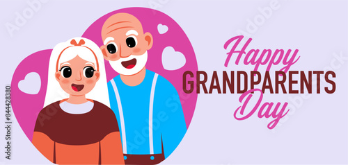 Banner of a loving and happy elderly couple, portrait of grandparents