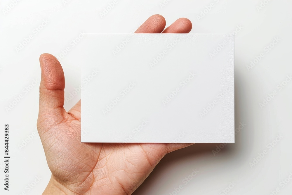 Blank White Card Mockup on Hand created with Generative AI