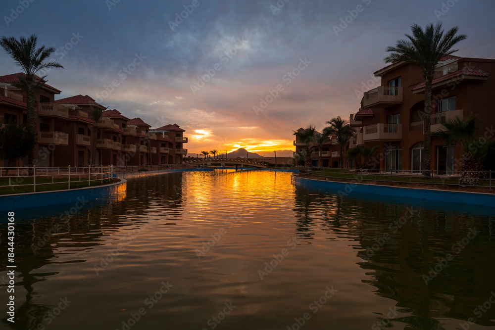 Fototapeta premium View of sunset in Sharm El Sheikh resort