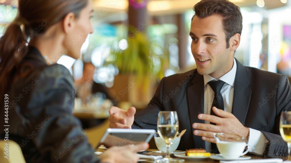 Business man discussing work in professional office setting Business man discussing work in professional office setting