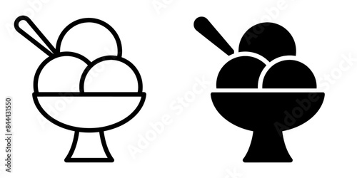ofvs613 OutlineFilledVectorSign ofvs - ice cream sundae vector icon . icecream sign . isolated transparent . black outline filled version . AI 10 / EPS 10 . g11956