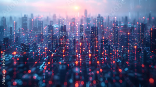 Mobile technology telecommunication digital market future of digital medium smart city emarkets customer engagement style of selective focus blurred imagery subtle ink application light navy light