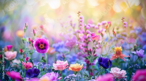 Field of Wildflowers with Purple and Pink Hues