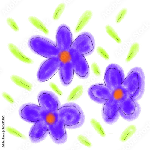 Purple blue floqer greeb art photo