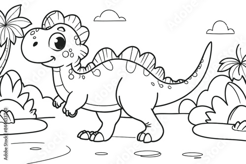baby dinosaur black and white perfect for colouring book