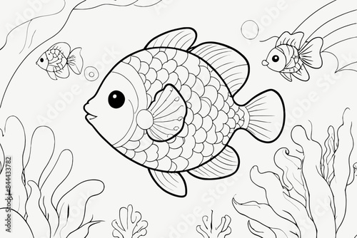 baby fish black and white perfect for colouring book