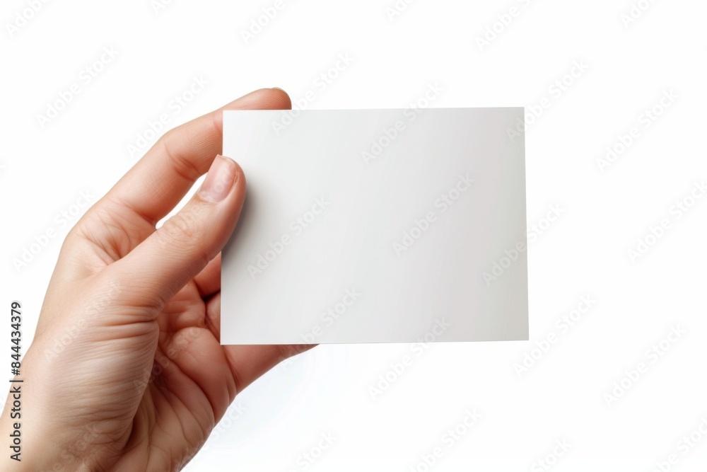 Blank White Card Mockup on Hand created with Generative AI Blank White Card Mockup on Hand created with Generative AI