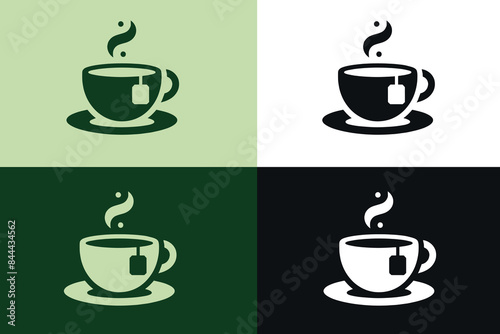 A cup of tea in a bag. Logo, icon. Elegant line art, minimalism