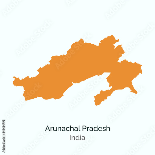 Arunachal Pradesh state map, India. Vector, illustration. photo