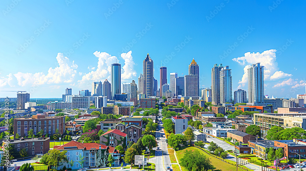 Attractive Downtown Atlanta Skyline showing several prominent buildings ...