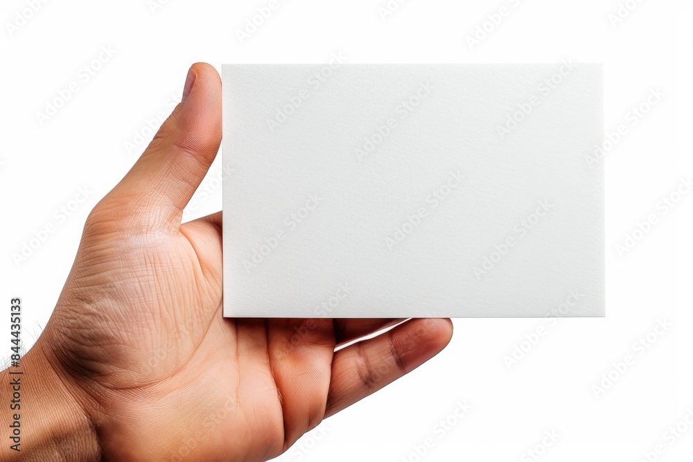 Obraz premium Blank White Card Mockup on Hand created with Generative AI