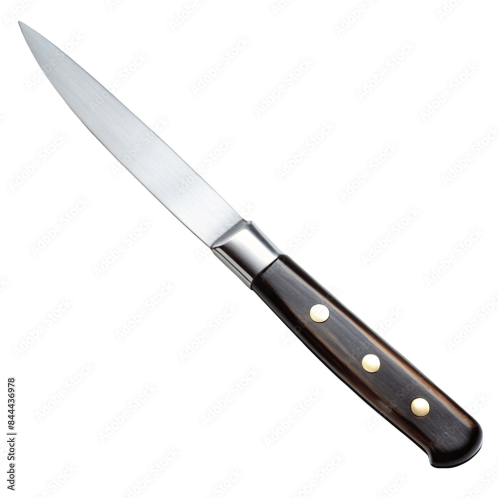 Steak knife with black handle isolated on transparent background. Steak knife with black handle isolated on transparent background.