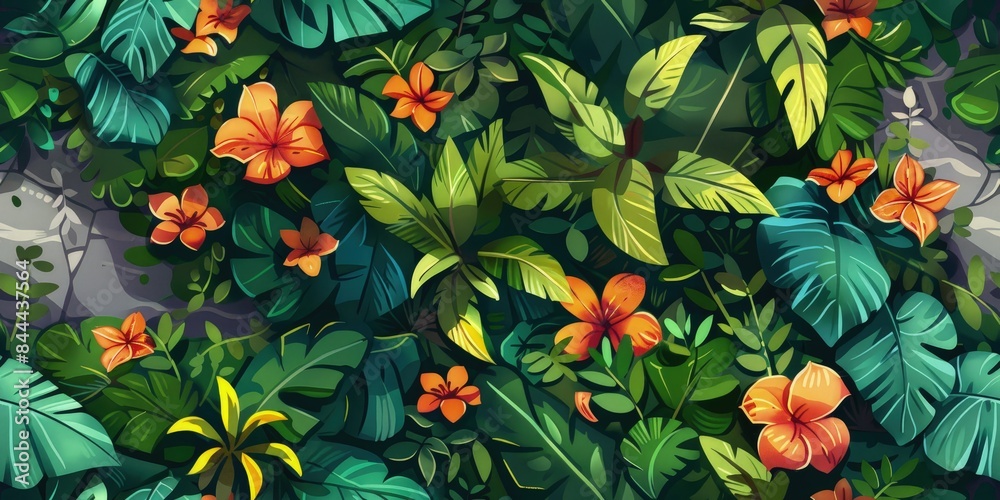 Seamless botanical texture, 2d game botanical texture, cartoon seamless botanical pattern, 2d seamless botanical stylized texture Seamless botanical texture, 2d game botanical texture, cartoon seamless botanical pattern, 2d seamless botanical stylized texture