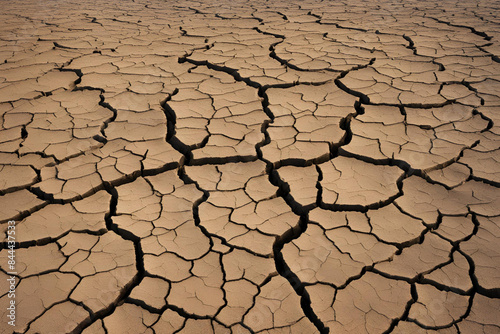 Cracked desert floor, parched earth texture, drought landscape, dry soil pattern, arid climate background, environmental change