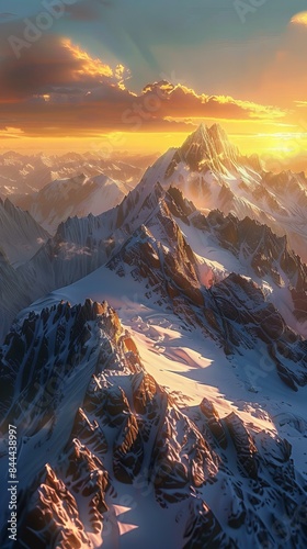 Experience the breathtaking beauty of a sunrise over snow-capped mountains, a serene wallpaper for iPhone.