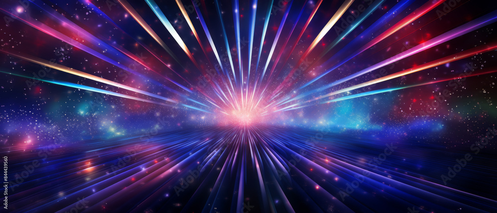 Naklejka premium A colorful, starry background with a bright, glowing light in the center