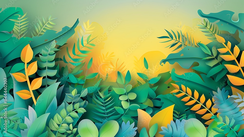 Papercraft Jungle with a Golden Glow Papercraft Jungle with a Golden Glow