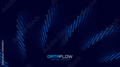 Blue Luxury Abstract Abstract On Dark Background. Futuristic Shapes Lines BG. Backdrop for Product or Tech Promo Presentation. Vector Banner Design.