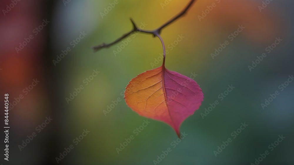 Obraz premium Beautiful autumn yellow, red, purple leaf isolated on blured background