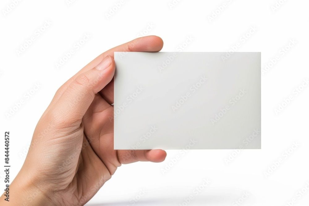 Obraz premium Blank White Card Mockup on Hand created with Generative AI