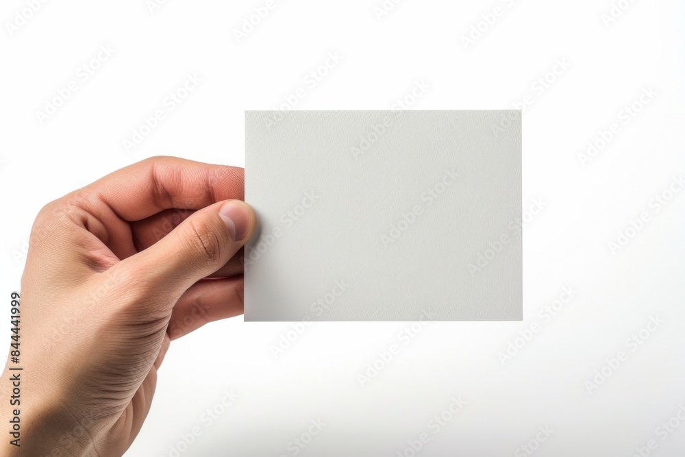 Fototapeta premium Blank White Card Mockup on Hand created with Generative AI