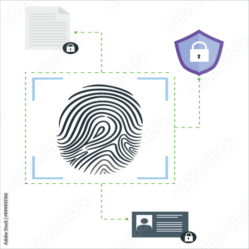 Fingerprints. Cyber security concept. Digital security authentication concept. Biometric authorization. Identification. Vector illustration of the fingerprint of different colors. 2200
