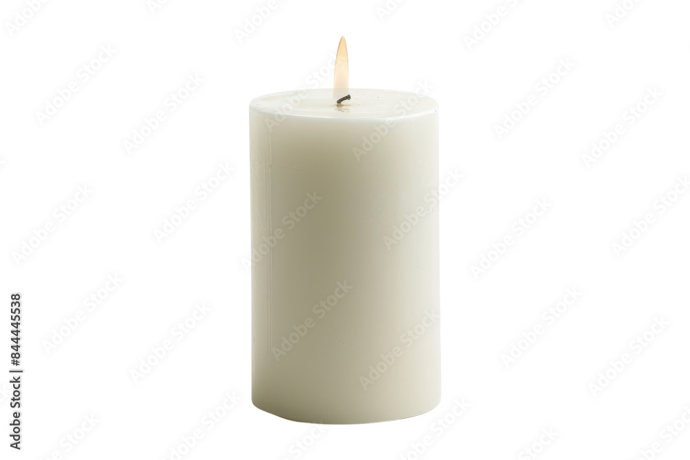 White Pillar Candle with Flame White Pillar Candle with Flame