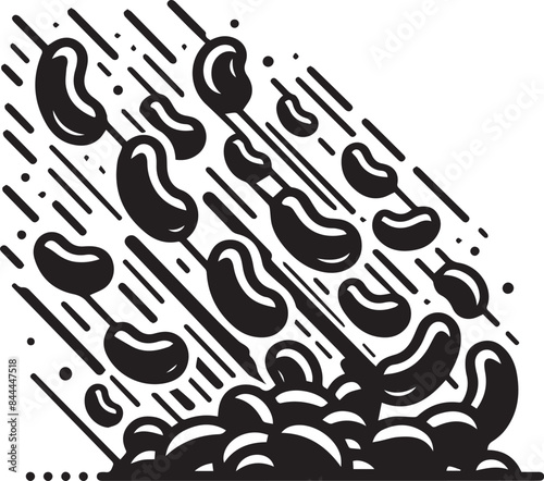 Beans Vector Illustration Silhouette. various food beans  lentils  chickpeas  green peas  coffee beans