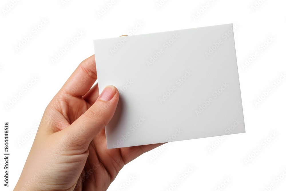 Obraz premium Blank White Card Mockup on Hand created with Generative AI