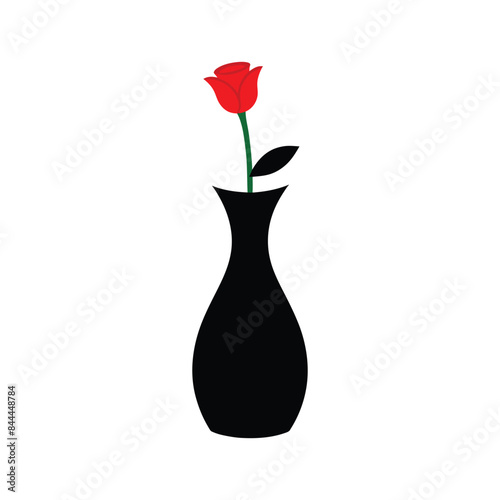 vase with red rose