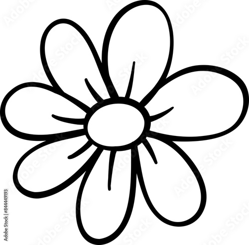 Retro flower doodle outline cute