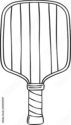 Retro Pickleball paddle, bat doodle outline
