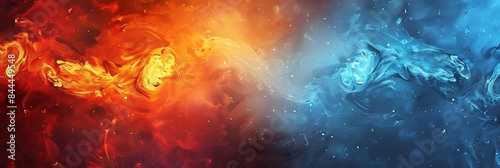 fire and ice on a blue background