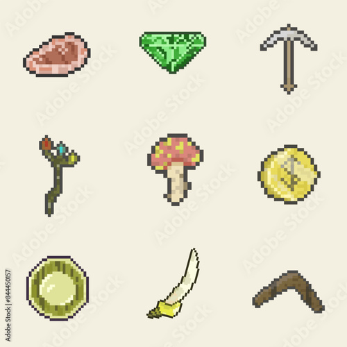 game items collection  pixel art bundle collection for your digital asset