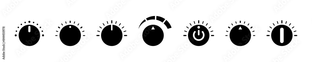 Set of regulator knob vector icons. Switch or tumbler. Level volume control. Vector 10 Eps. Set of regulator knob vector icons. Switch or tumbler. Level volume control. Vector 10 Eps.