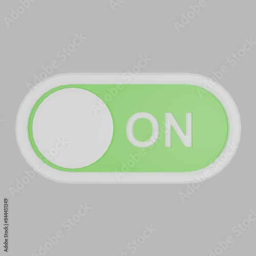 On toggle switch button. Material design switch button.