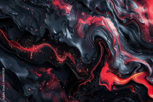 Create a bold and striking abstract design with a combination of black and crimson red photo