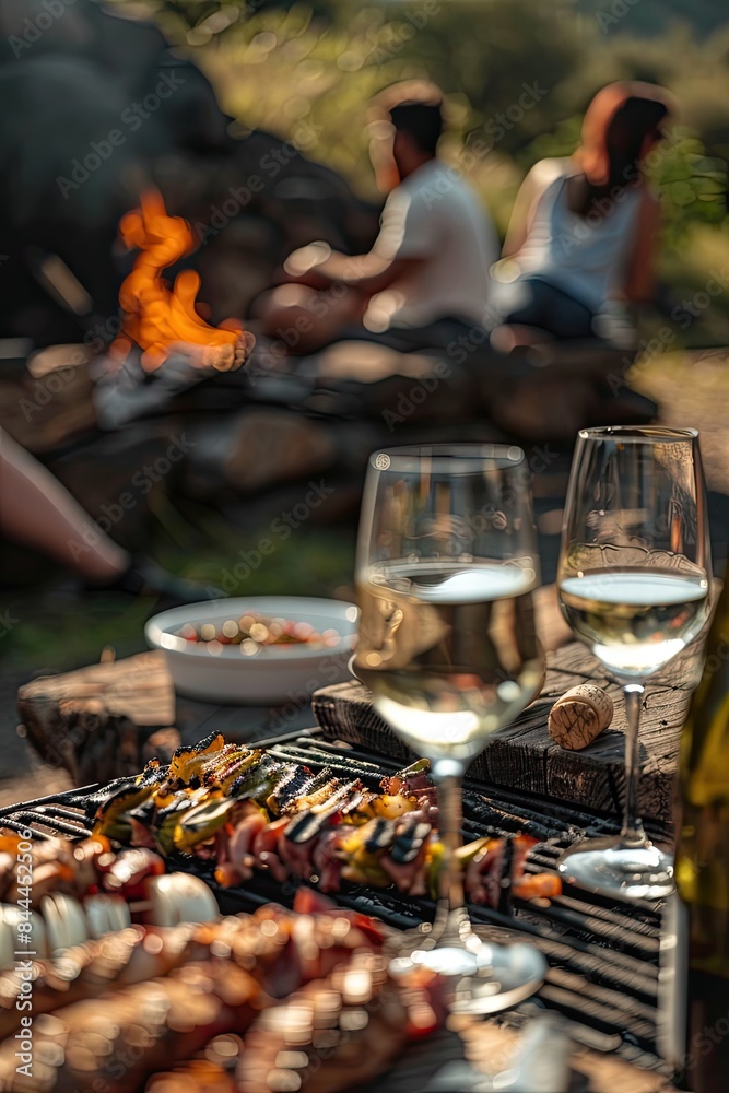 wine glasses, nature, rest, barbecue. Selective focus wine glasses, nature, rest, barbecue. Selective focus