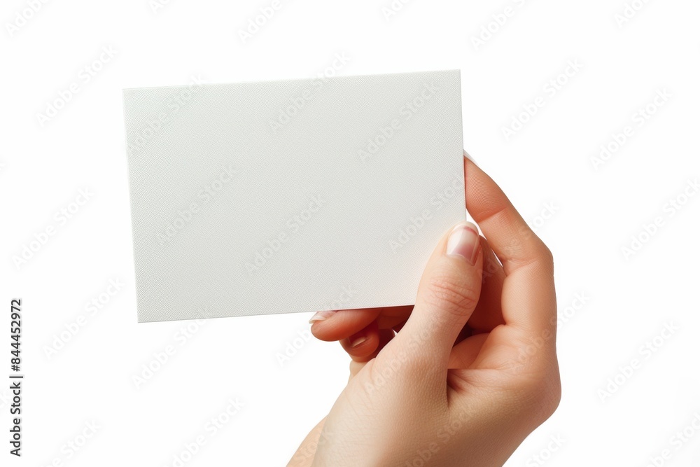 Blank White Card Mockup on Hand created with Generative AI Blank White Card Mockup on Hand created with Generative AI