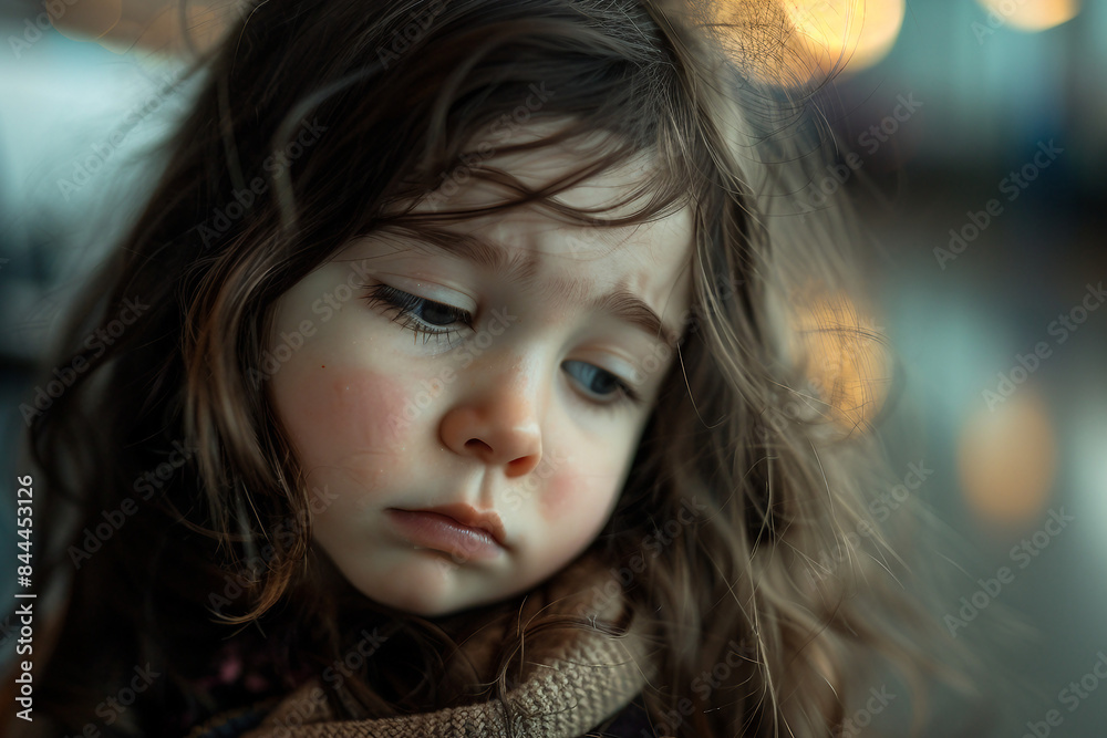 Poor little kid lost in big city forest woods airport street, Generative AI modern technology picture Poor little kid lost in big city forest woods airport street, Generative AI modern technology picture