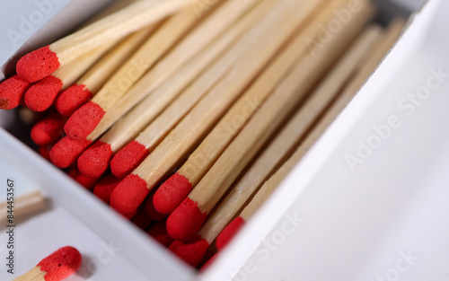 A box of matches on the table. Matches. Close-up. Macro. White background