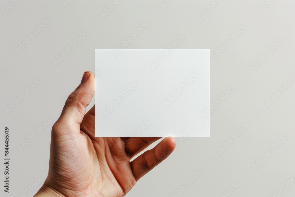 Blank White Card Mockup on Hand created with Generative AI Blank White Card Mockup on Hand created with Generative AI