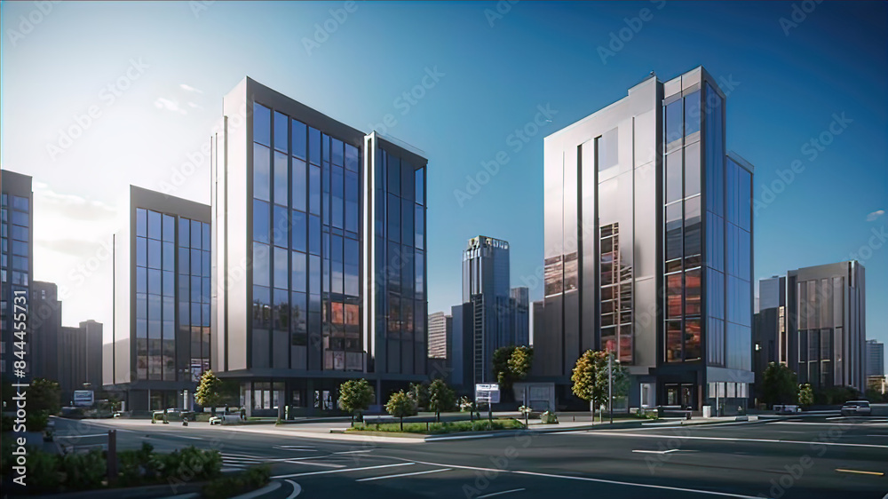 Commercial real estate development project, large multi-story office buildings in the city, image of developers and investors planning office buildings, Commercial real estate development project, large multi-story office buildings in the city, image of developers and investors planning office buildings,
