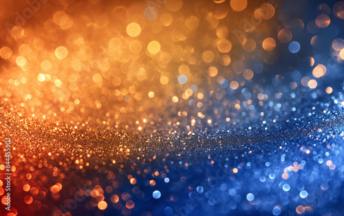 Abstract patriotic orange white and blue glitter sparkle background for voting, memorial, labor day and election