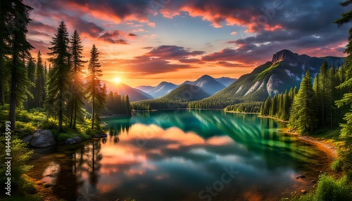 sunset over lake
